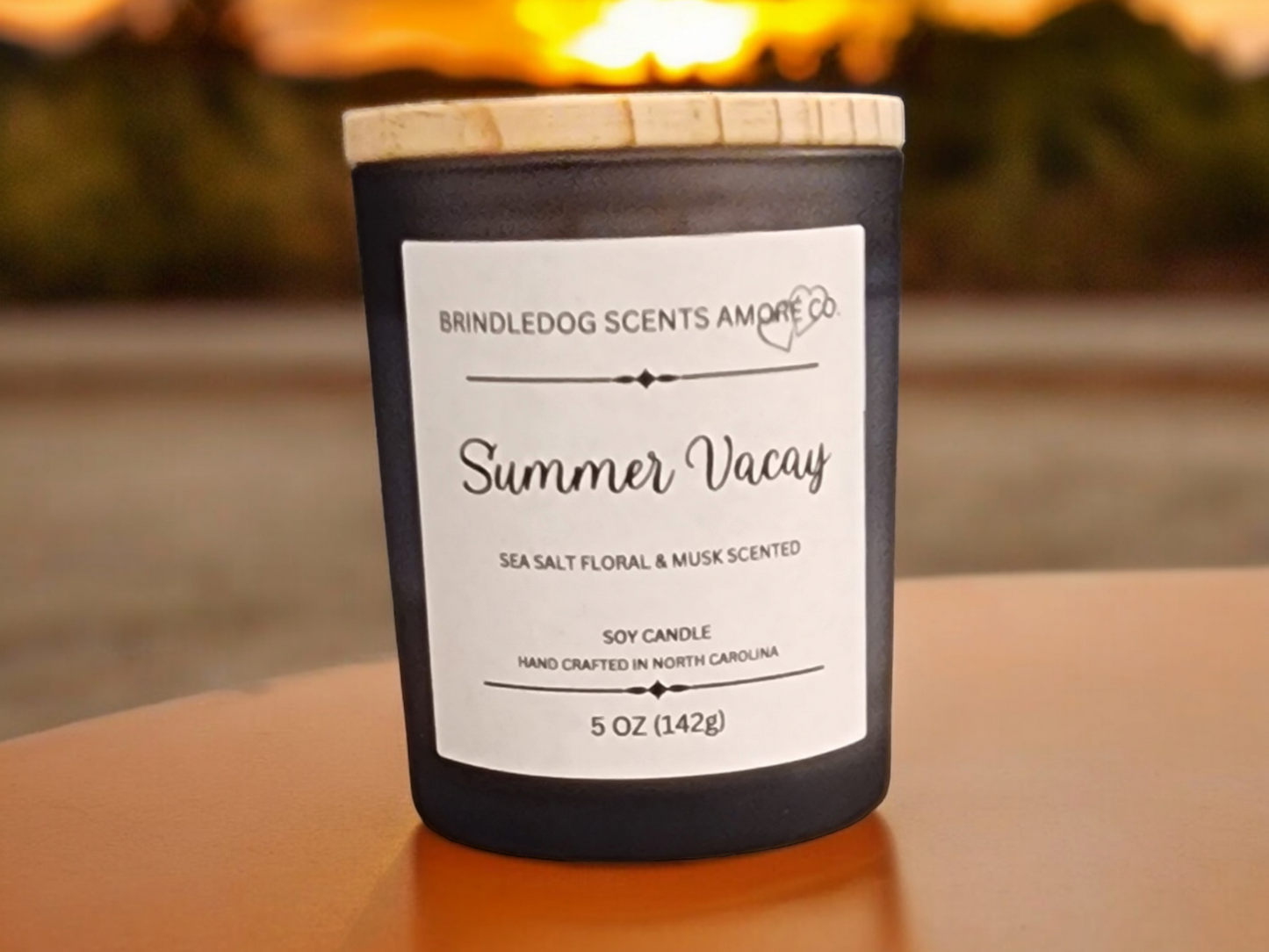 Summer Vacay 5 oz Handcrafted Soy Candle Gray Frosted Jar