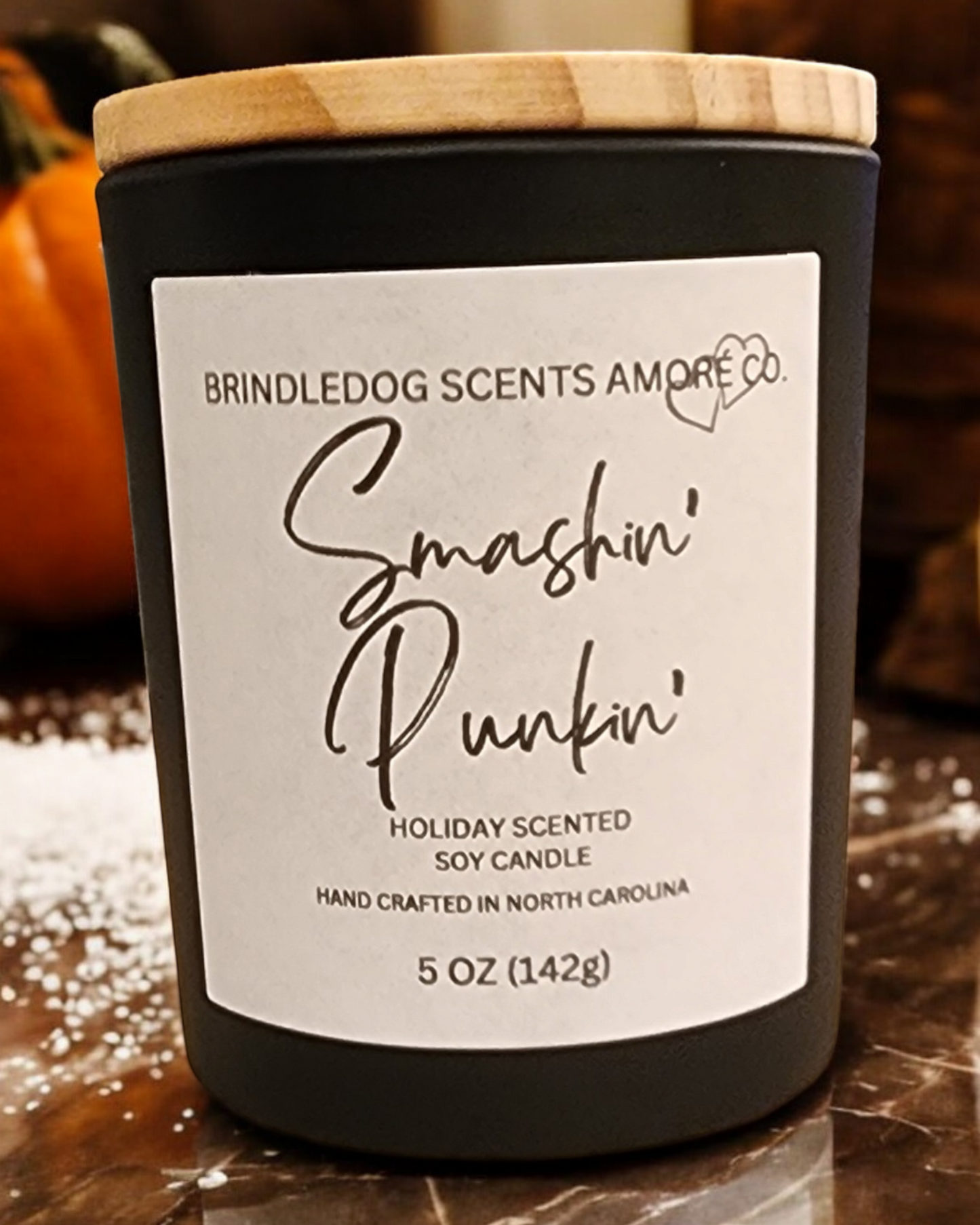 Smashin' Punkin' 5 oz Handcrafted Soy Candle Gray Frosted Jar