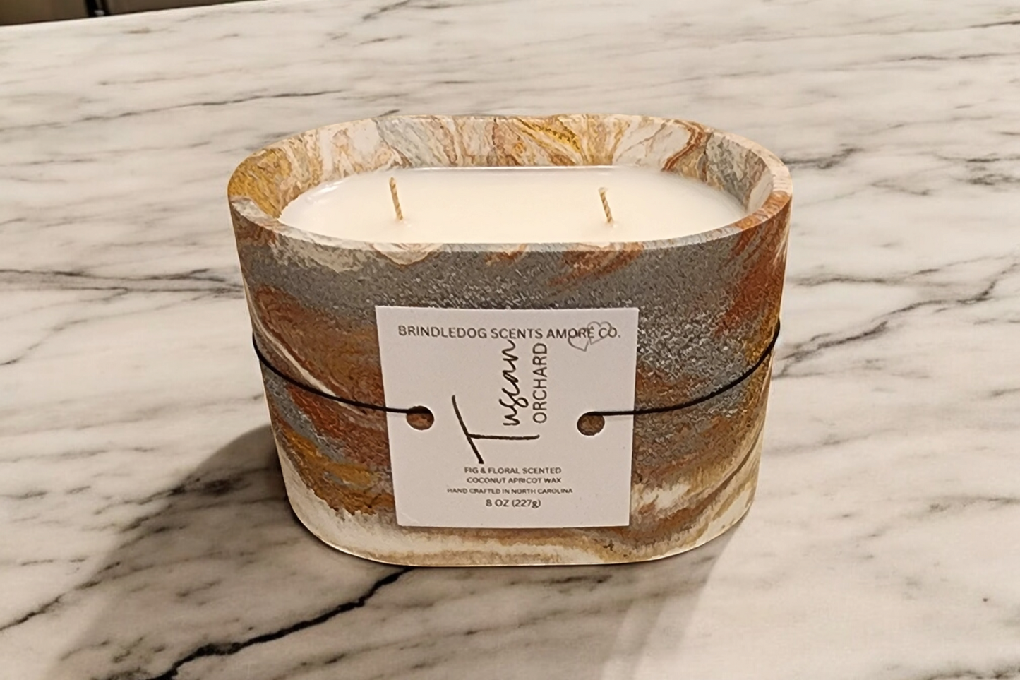 Tuscan Orchard 8 oz Fig & Floral Scented-Oval Elements Series Cement Candle