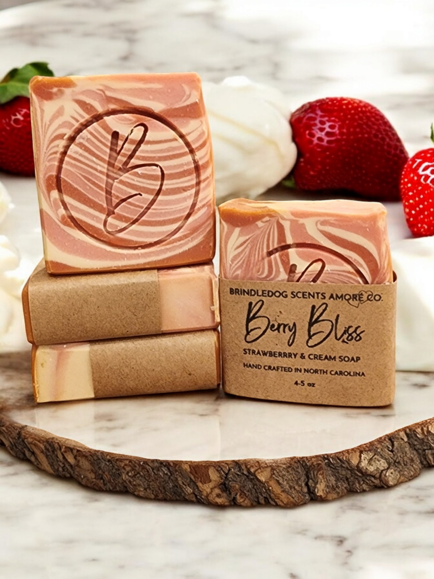 Berry Bliss- Strawberry & Cream Scented Soap Bar 4-5 oz