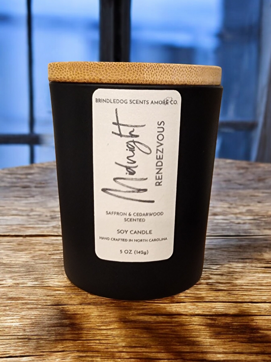 Midnight Rendezvous 5 oz Handcrafted Soy Candle Black Jar