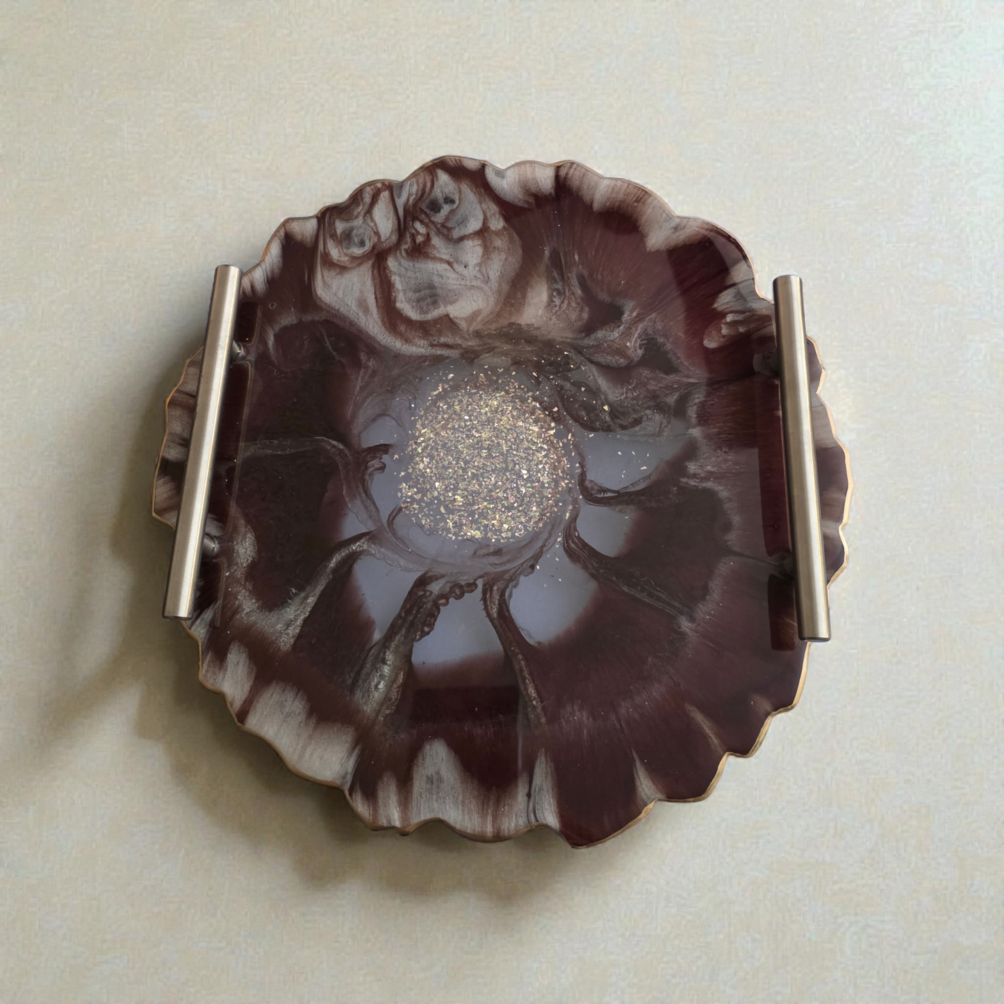 Small Decorative 10" Round Serving Tray (Food Safe)