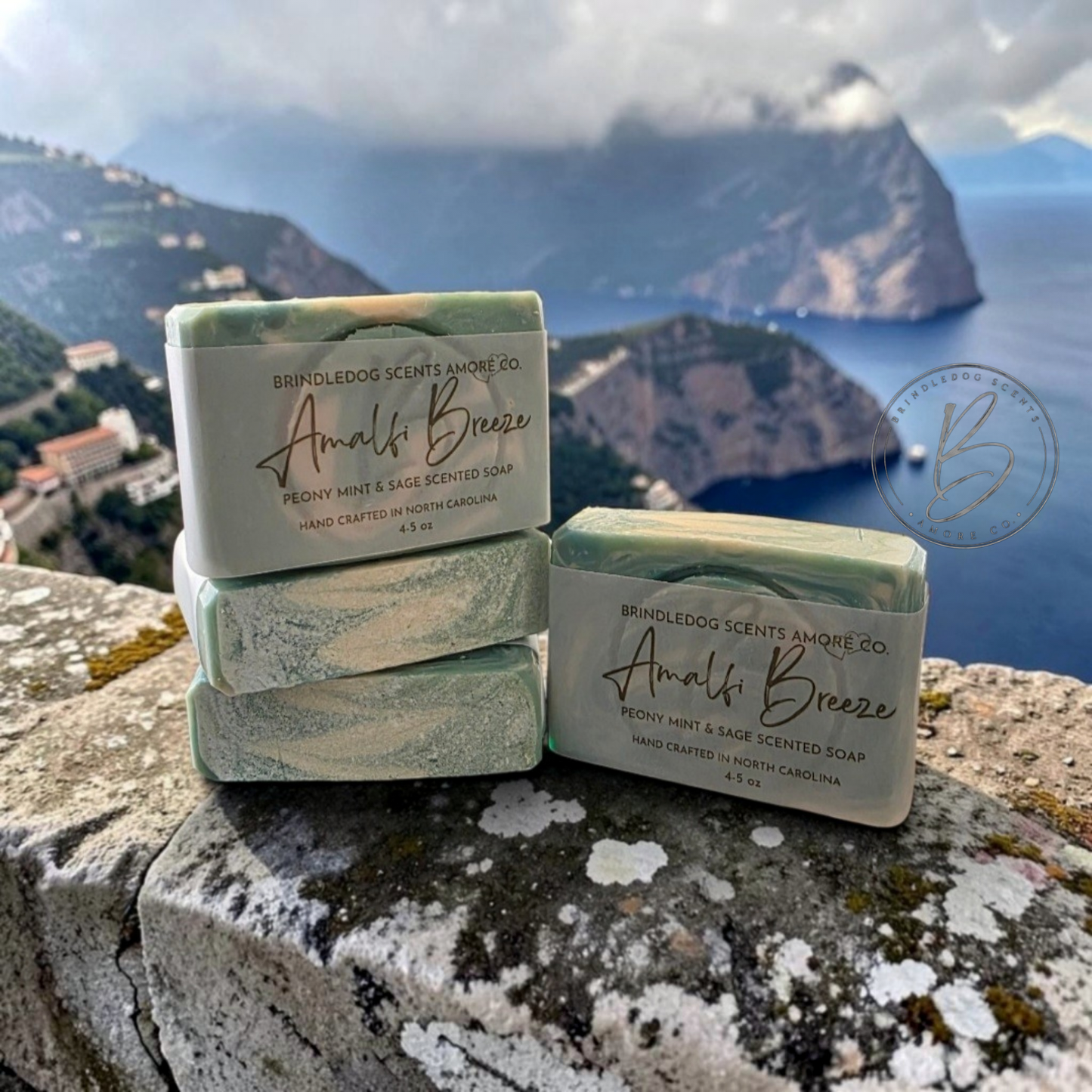 Peony & Mint Luxury Soap Bar – Artisan Bath Soap (4–5 oz) | Amalfi Breeze