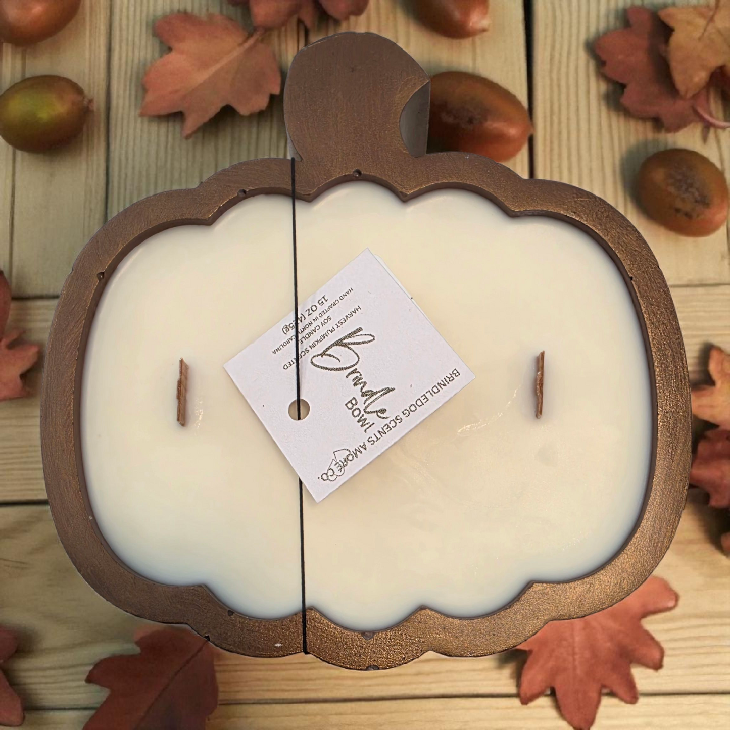 Brindle Bowl Pumpkin Scented Soy Candle Bowl Rustic Brown-15oz