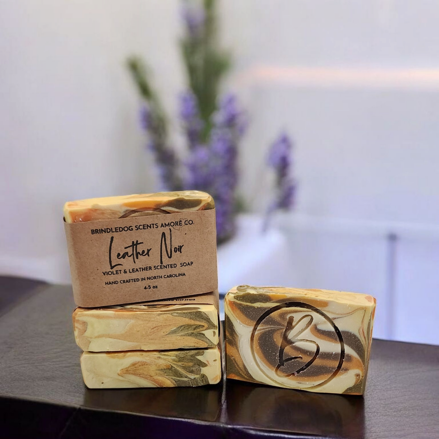 Leather Noir- Violet & Leather Scented Soap Bar 4-5 oz