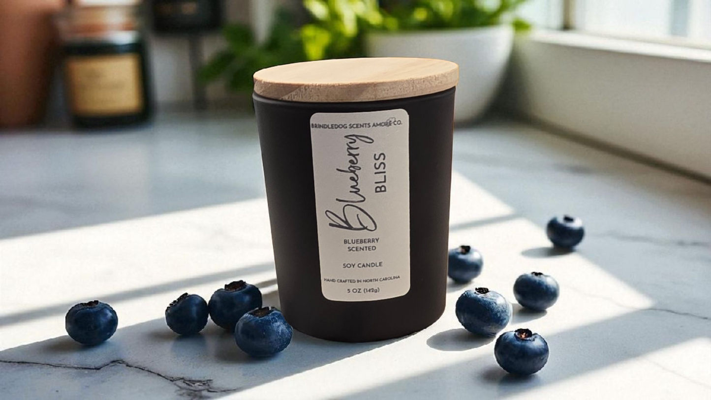 Blueberry Bliss 5 oz Handcrafted Soy Candle Black Jar