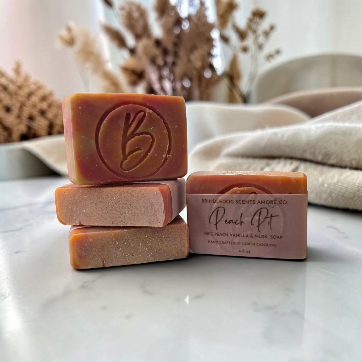 Ripe Peach Vanilla & Musk Luxury Soap Bar- Artisan Bath Soap (4-5 oz) | Peach Pit
