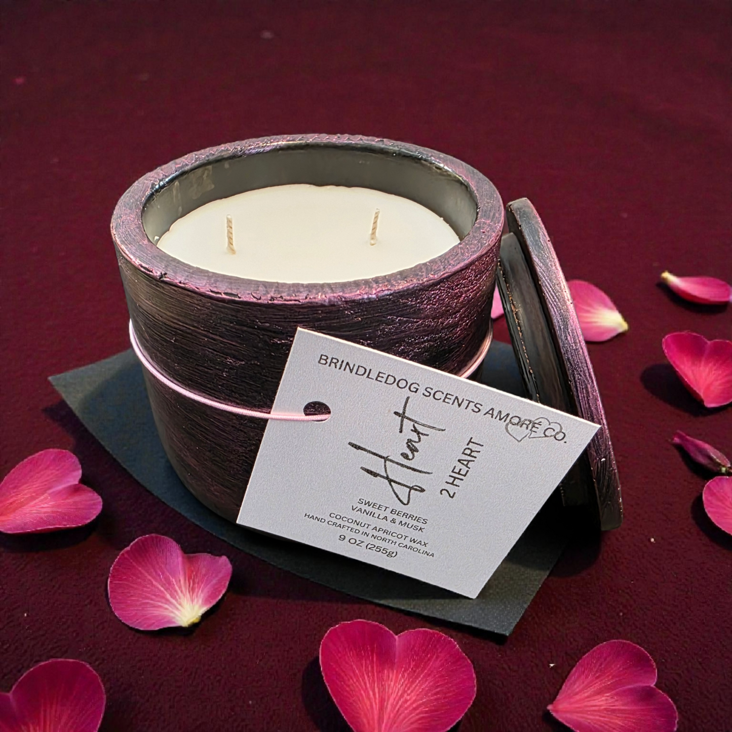 Heart 2 Heart 9 oz Pink Sugar Vanilla & Musk Scented-Celestial Series Cement Candle