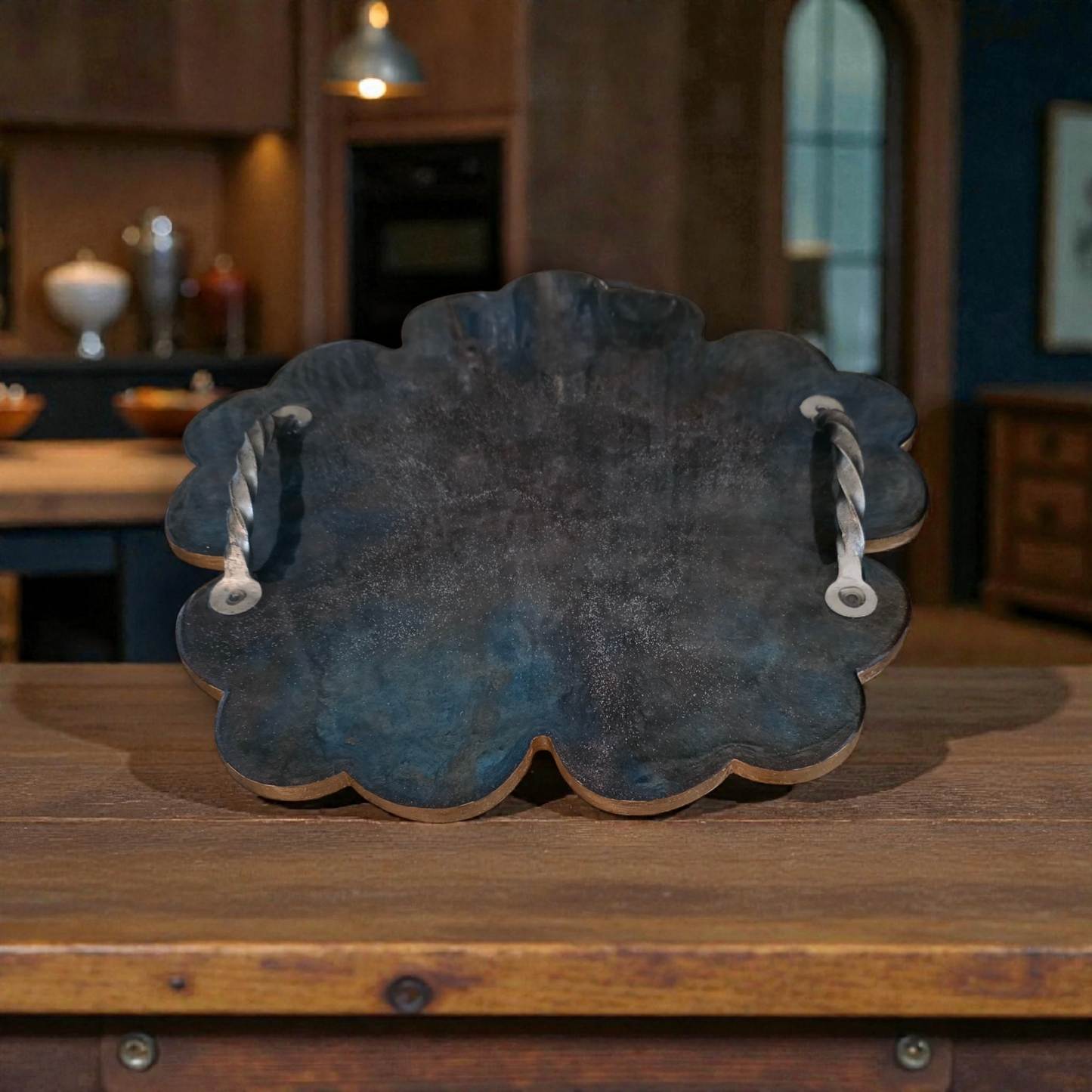 Large Decorative 13" Round Serving Tray (Food Safe)