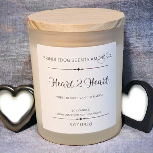Heart to Heart 5 oz Handcrafted Soy Candle Clear Frosted Jar