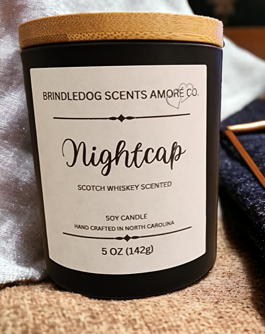 Nightcap 5 oz Handcrafted Soy Candle Black Jar