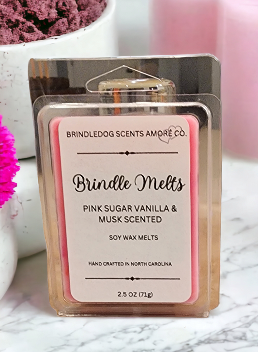 Brindle Melts 2.5 oz Soy Wax Melts Pink Sugar Vanilla & Musk Scented
