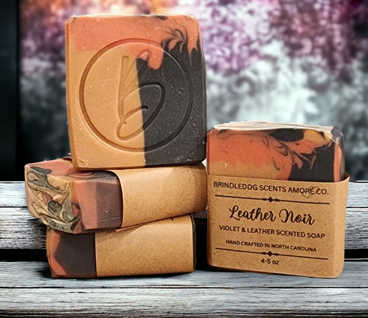 Leather Noir- Violet & Leather Scented Soap Bar 4-5 oz