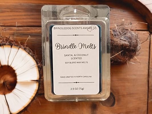 Brindle Melts 2.5 oz Soy Blended Wax Melts Santal & Coconut Scented