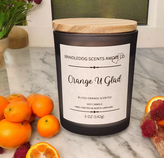 Orange U Glad 5 oz Scented Soy Candle Gray Frosted Jar