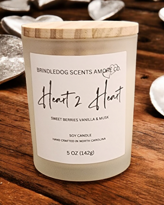 Heart to Heart 5 oz Handcrafted Soy Candle Clear Frosted Jar