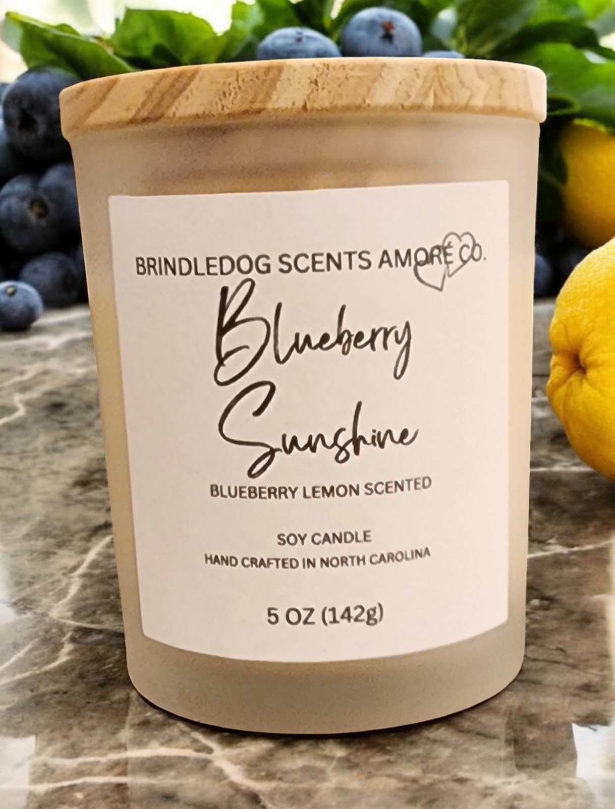 Blueberry Sunshine 5 oz Handcrafted Soy Candle Clear Frosted Jar