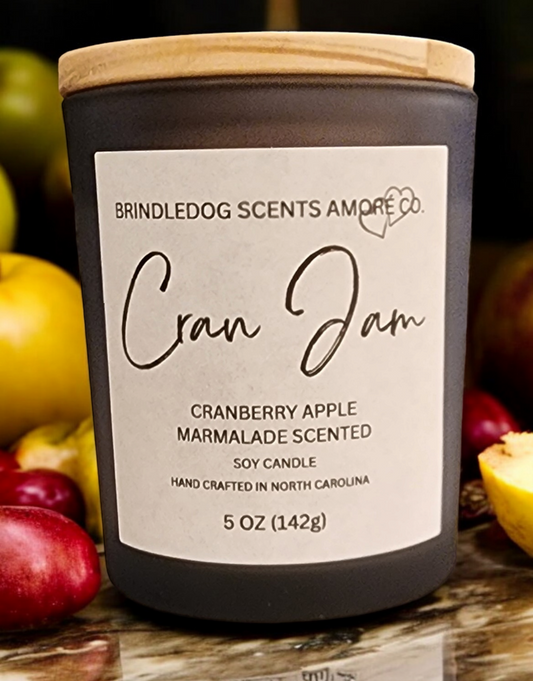 Cran Jam 5 oz Handcrafted Soy Candle Gray Frosted Jar