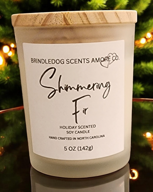 Shimmering Fir 5 oz Handcrafted Soy Candle Clear Frosted Jar