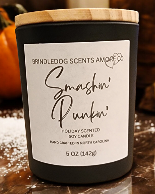 Smashin' Punkin' 5 oz Handcrafted Soy  Candle Gray Frosted Jar