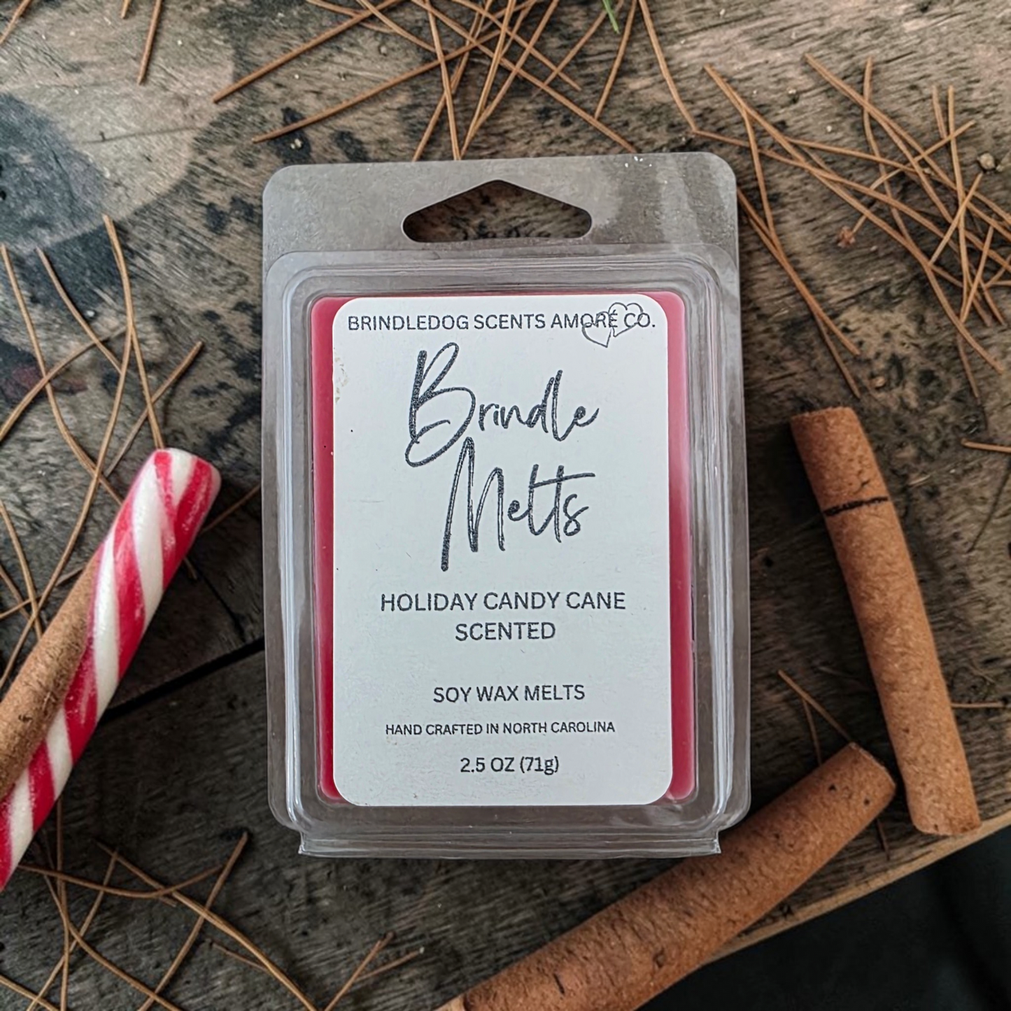 Brindle Melts 2.5 oz Soy Wax Melts Holiday Candy Cane Scented