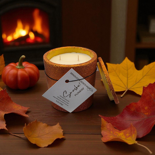 Smashin' Punkin' 9 oz Holiday Scented-Sparkle Series Cement Candle