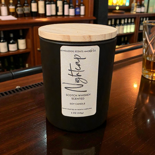 Nightcap 5 oz Handcrafted Soy Candle Black Jar