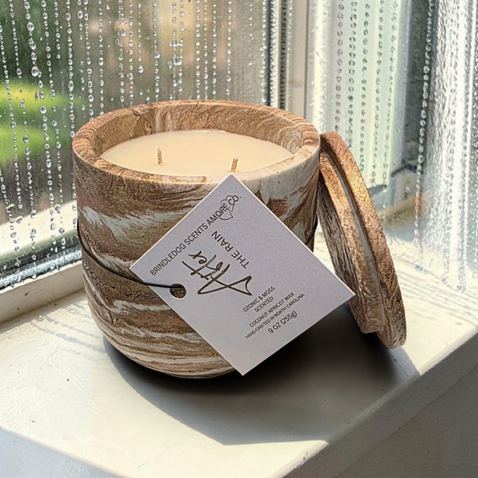 After The Rain Ozonic & Moss Luxury Candle – 9 oz Double Wick Cement Jar | Celestial Series Artisan Candle