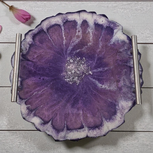 Small Decorative 10" Round Serving Tray (Food Safe)