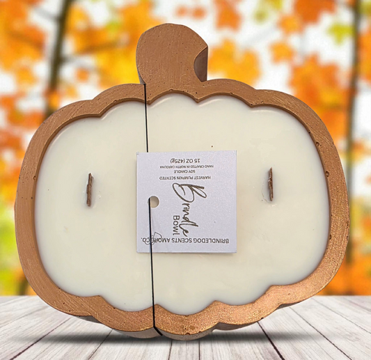 Brindle Bowl Pumpkin Scented Soy Candle Bowl Golden Orange-15 oz