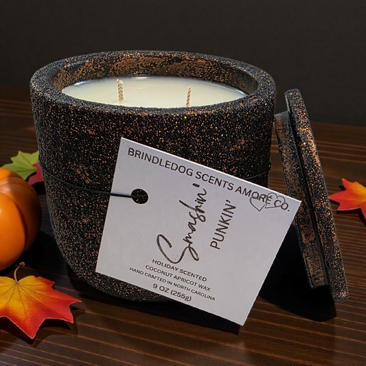 Smashin' Punkin' 9 oz Holiday Scented-Sparkle Series Cement Candle