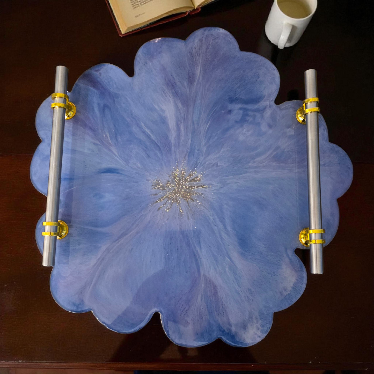 Large Decorative 13" Round Serving Tray (Food Safe)