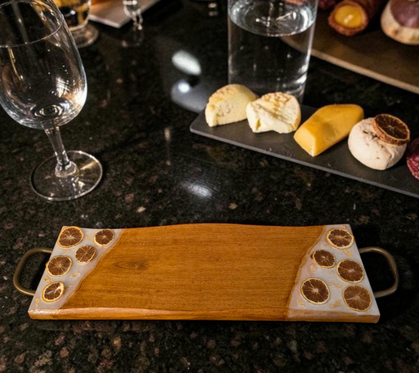 Hardwood And Resin Decorative Charcuterie Serving Board (Food Safe)