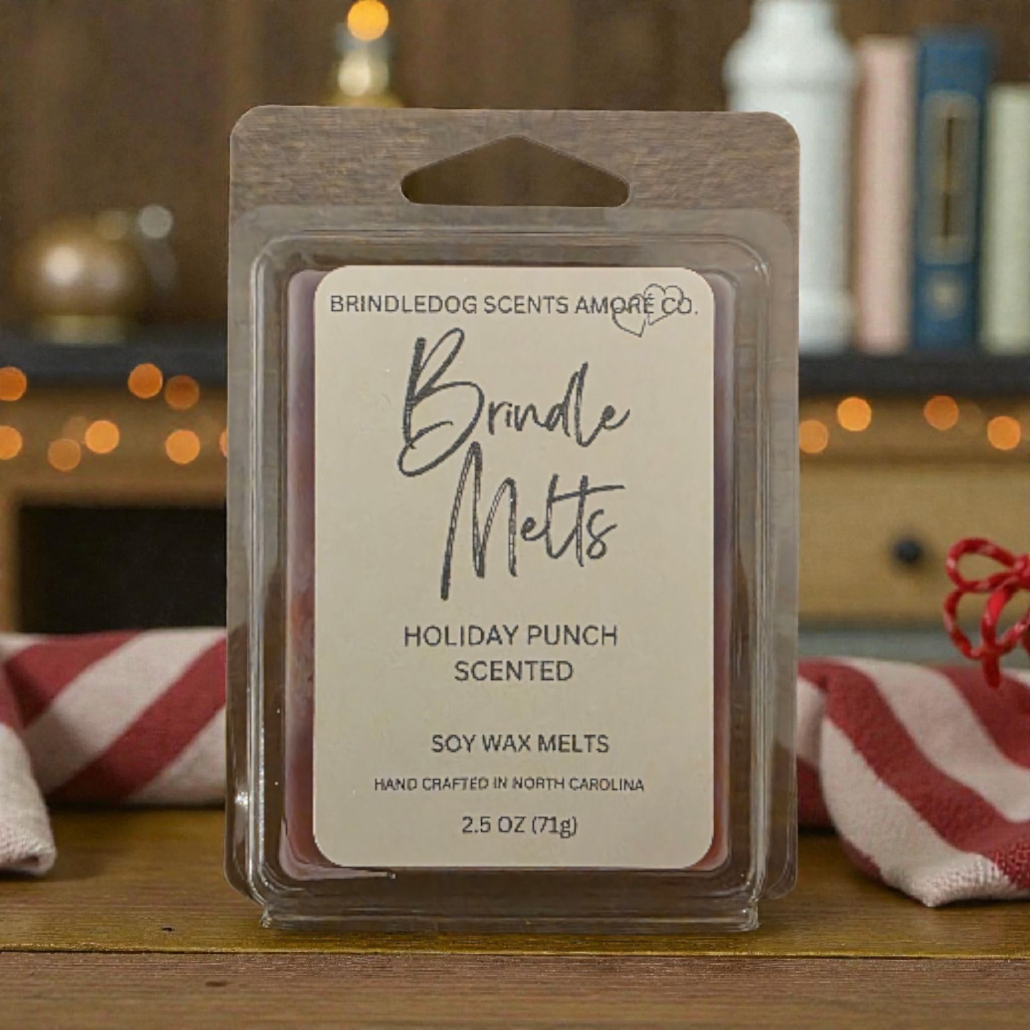 Brindle Melts 2.5 oz Soy Blended Wax Melts Holiday Punch Scented