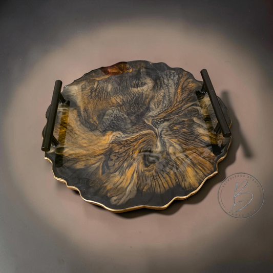 Large Decorative 13" Round Serving Tray (Food Safe)