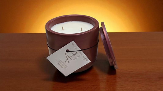 Amber Nights 9 oz Amber & Patchouli Scented-Throwing Copper Series Cement Candle
