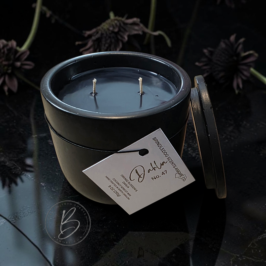 Dhalia No. 47 Orange Blossom & Dhalia Luxury Candle – 9 oz Double Wick Cement Jar | Celestial Series Artisan Candle