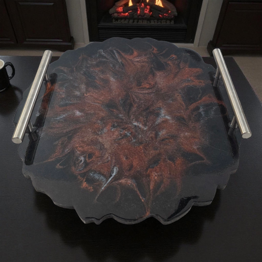 Small Decorative 10" Round Serving Tray (Food Safe)