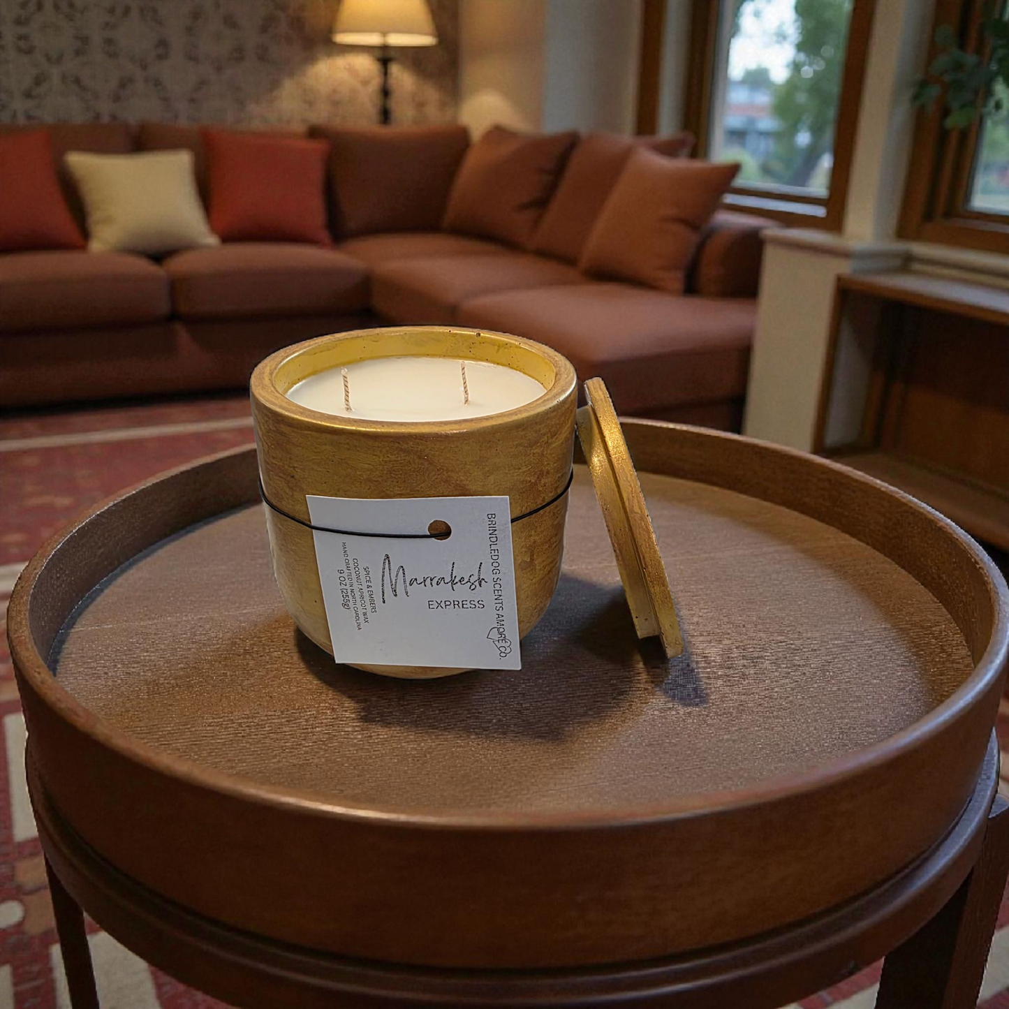 Marrakesh Express 9 oz Spice & Embers Scented-Golden Fire Series Cement Candle