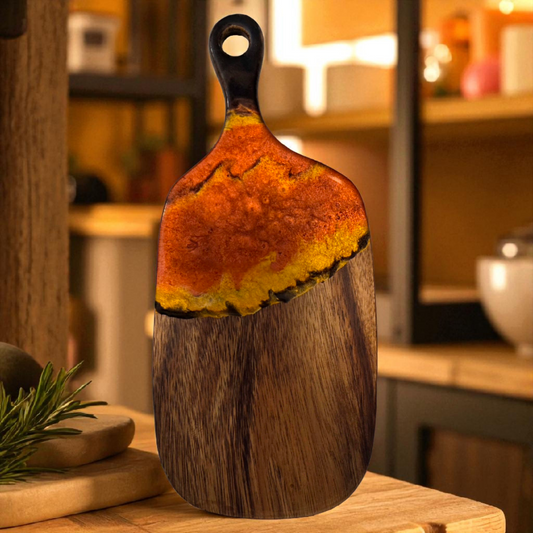 Handcrafted Hardwood And Resin Serving Board