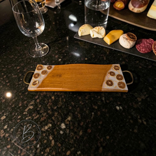 Hardwood And Resin Decorative Charcuterie Serving Board (Food Safe)