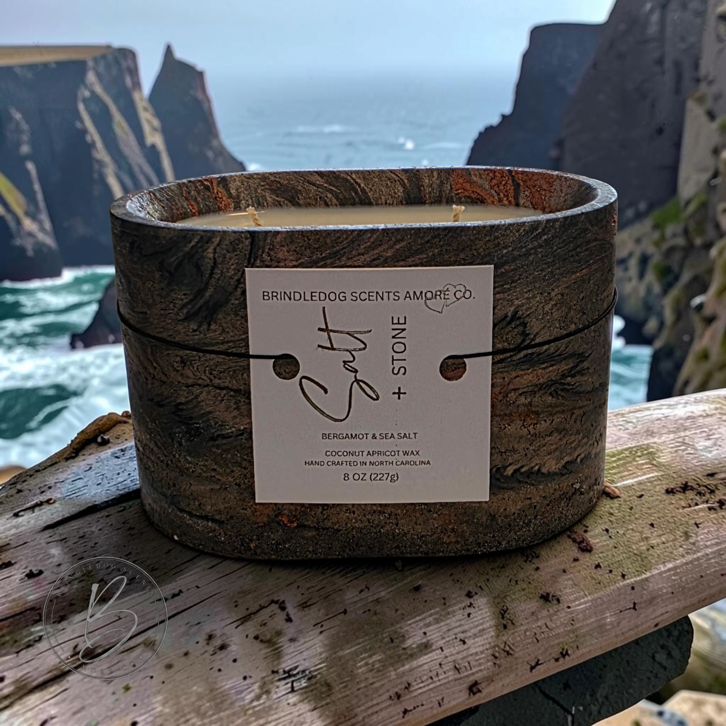 Salt + Stone 8 oz Bergamot & Sea Salt Scented-Oval Elements Series