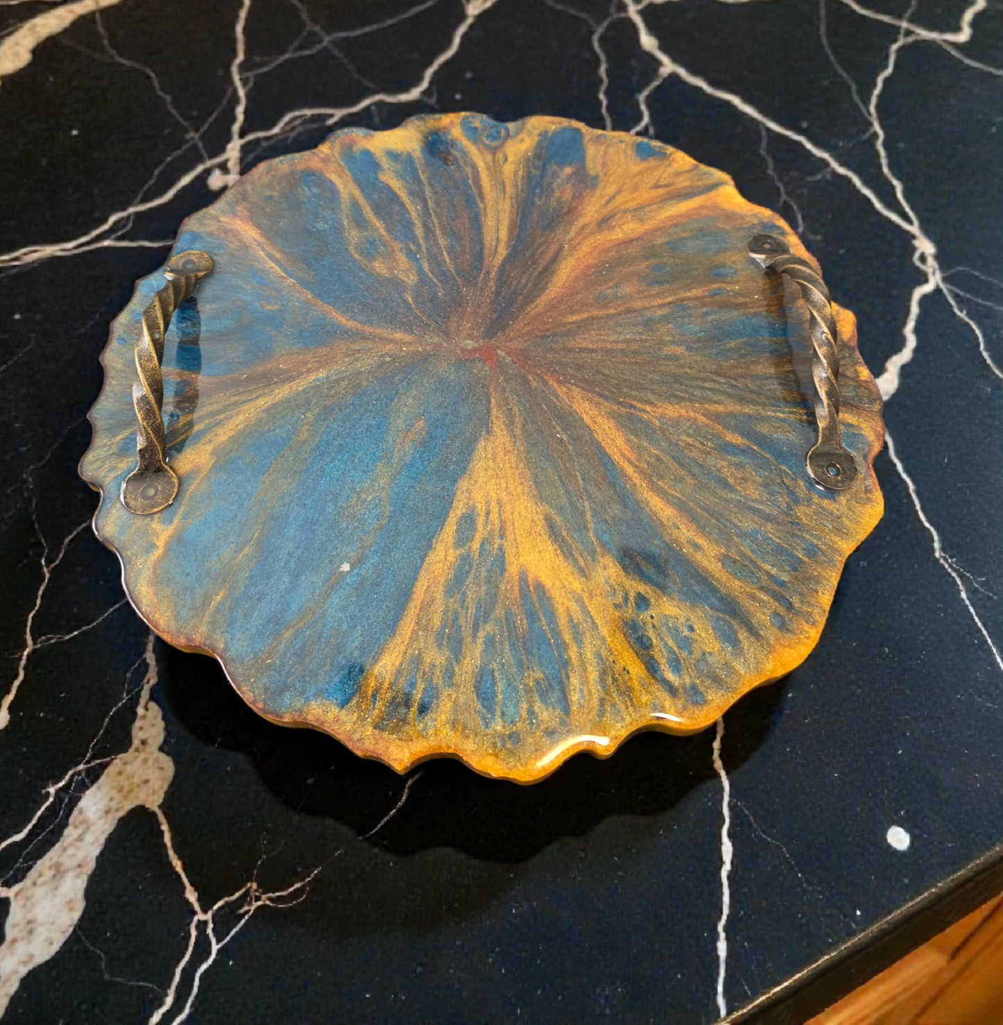 Large Decorative 13" Round Serving Tray (Food Safe)