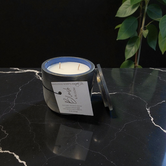Blush & Bloom 9 oz Peach Sweet Pea & Musk Scented-Celestial Series Cement Candle