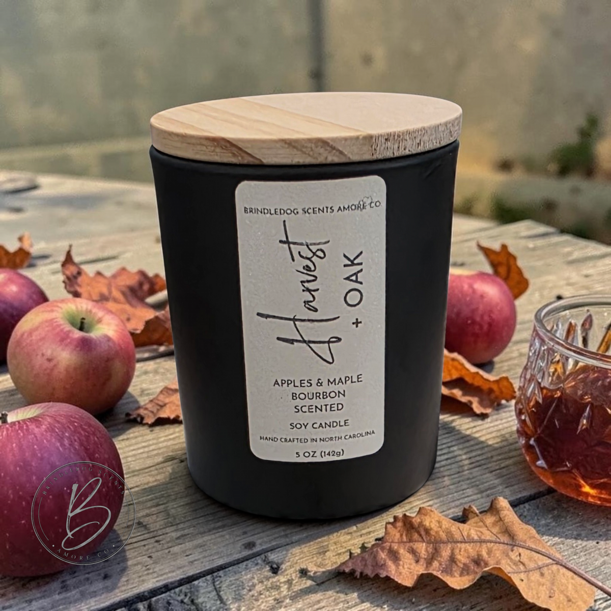Harvest + Oak 5 oz Handcrafted Soy Candle Black Jar