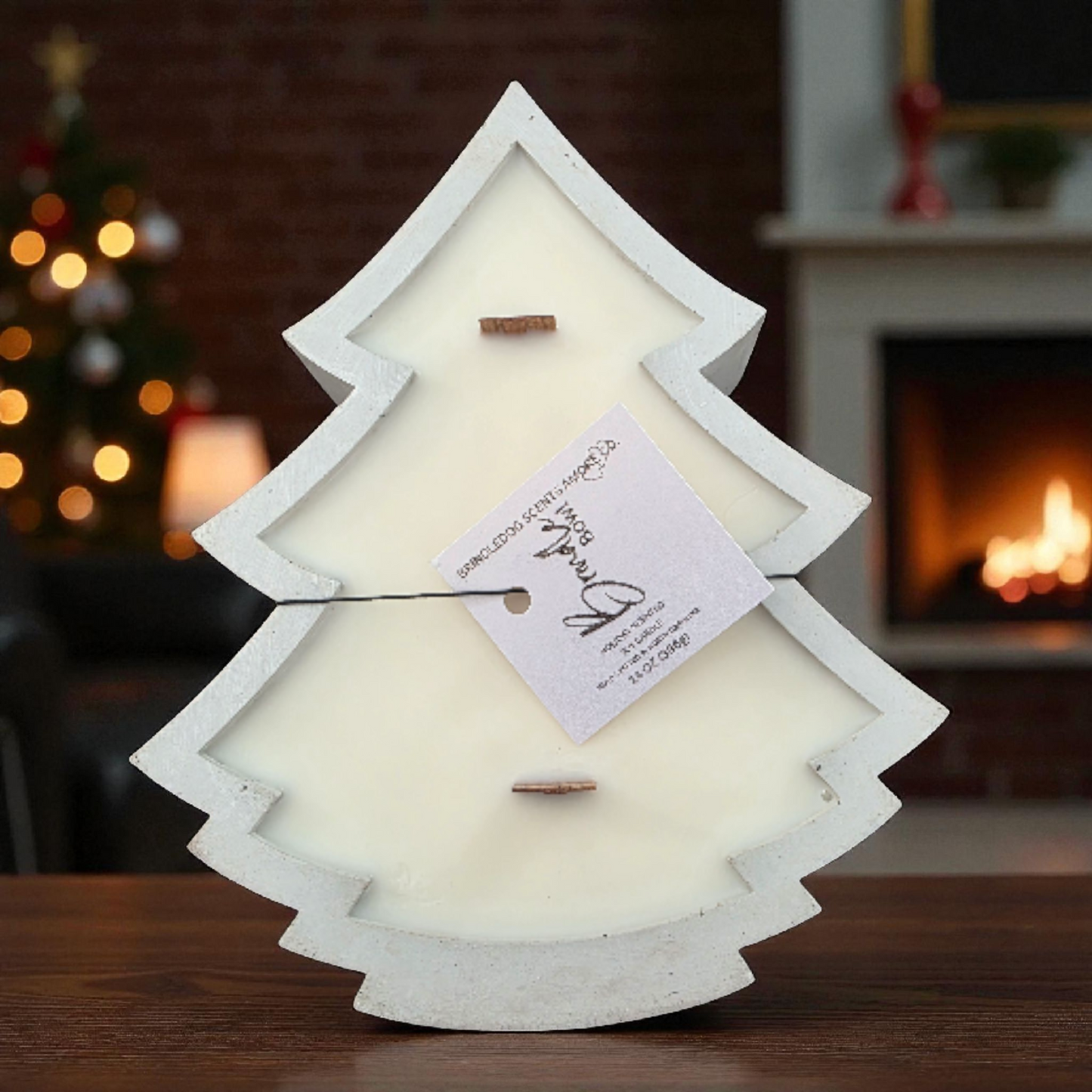 Brindle Bowl-Christmas Tree Soy Candle Bowl Antique White 14 oz