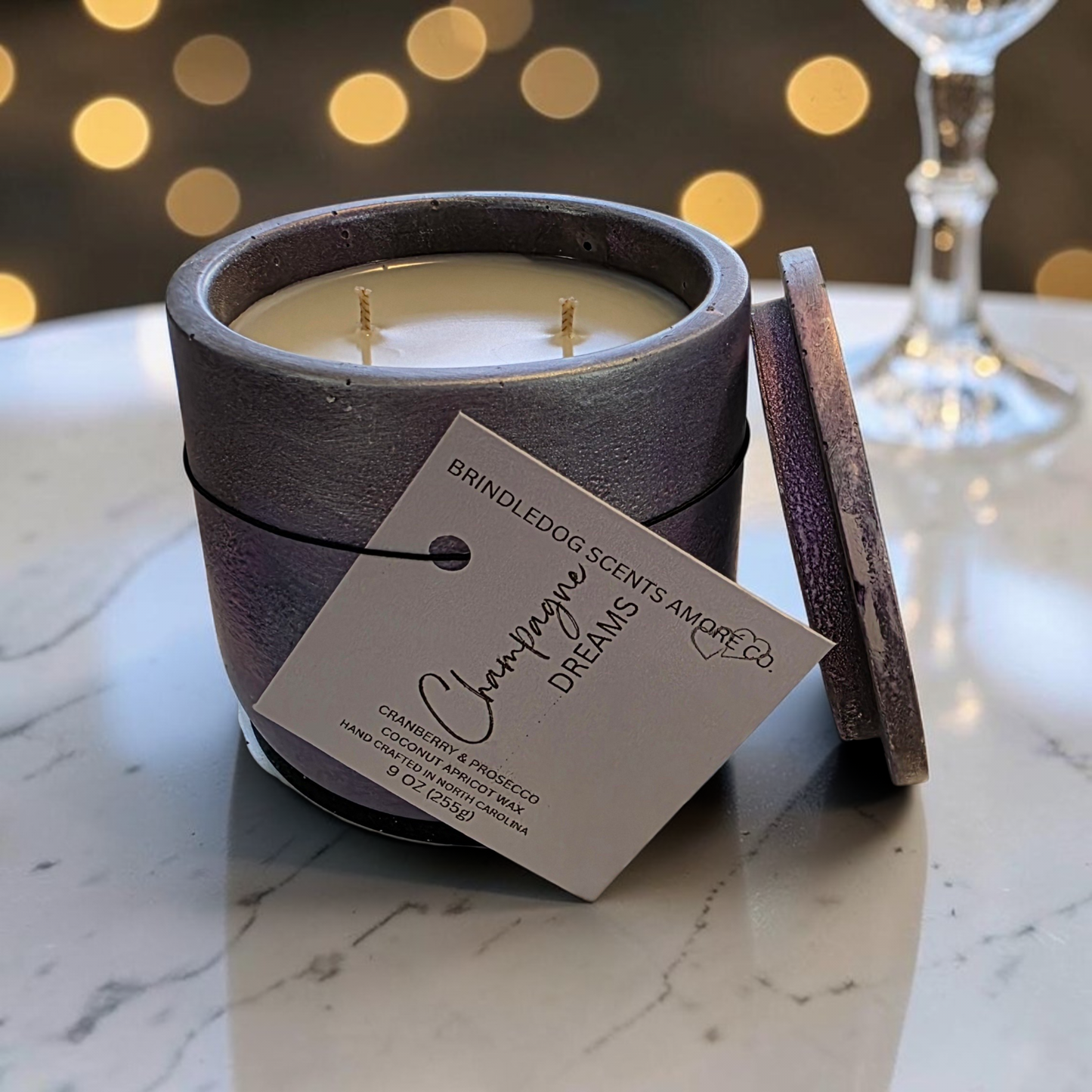 Champagne Dreams Cranberry & Prosecco Luxury Candle – 9 oz Double Wick Cement Jar | Celestial Series Artisan Candle