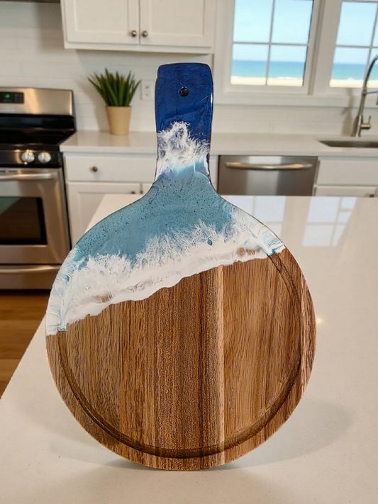 Handcrafted Hardwood And Resin Serving Board-Paddle Style (Food Safe)
