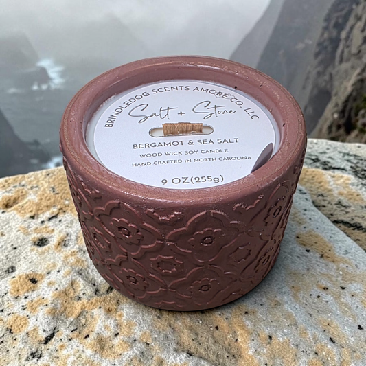 Salt + Stone 9 oz Bergamot & Sea Salt Scented-Wood Wick Series