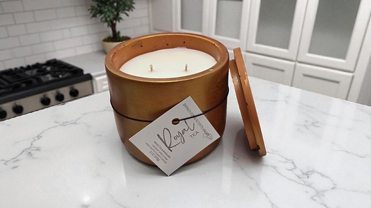 Royal Tea 9 oz White Tea & Mandarin Scented-Golden Fire Series Cement Candle
